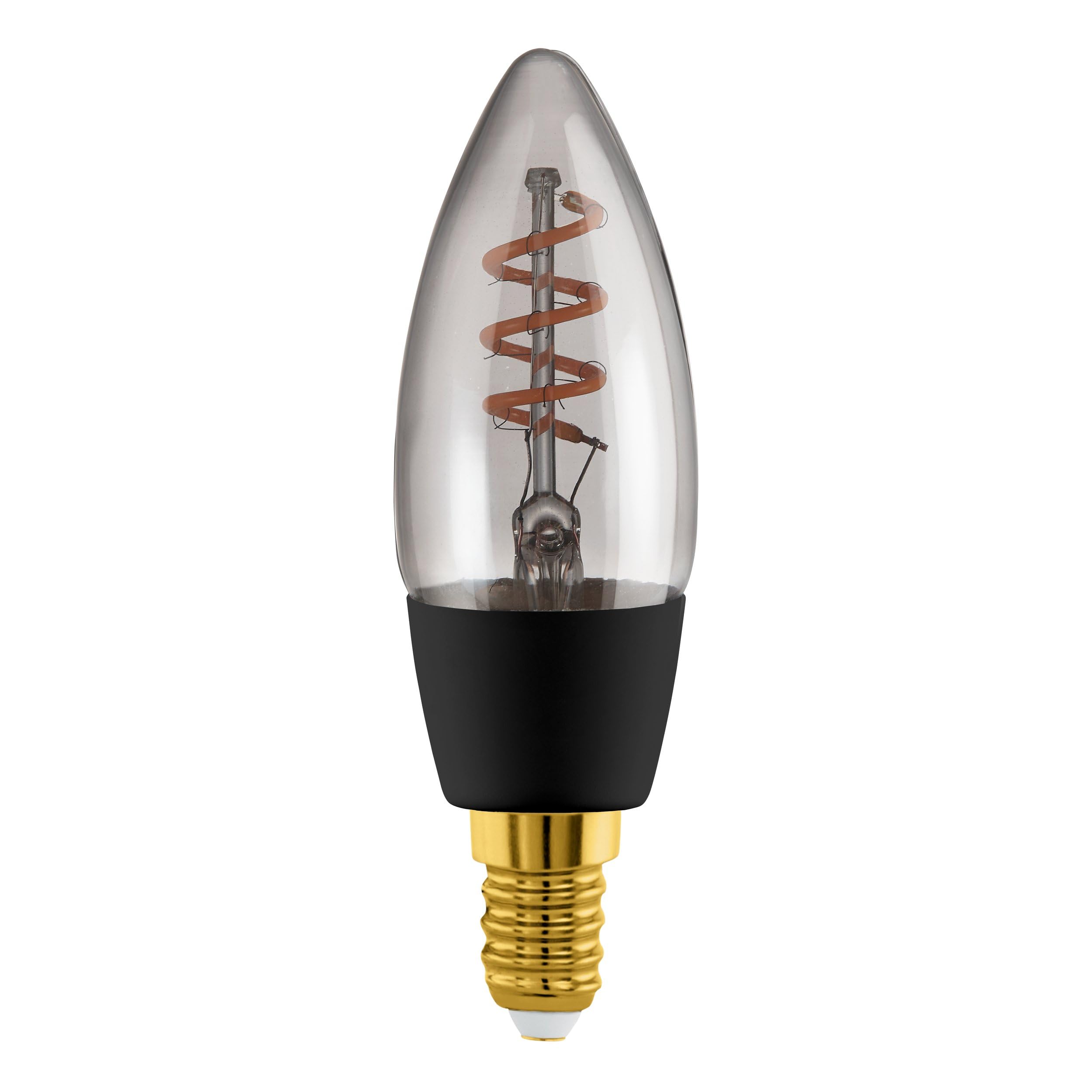 Eglo connect.z Smart-Home LED decorative light bulb E14, C35, ZigBee, app and Alexa voice control, dimmable, warm white, 4 watt, vintage lightbulb smoked glass, black