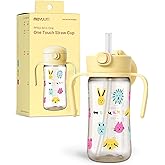 MOYUUM Leak Proof Sippy Cup with Handle | Made in Korea, 100% BPA Free PPSU, Magic No Spill Straw Cup with Attached Flip Top Lid, Easy to Hold for Babies and Toddlers, 9oz Yellow