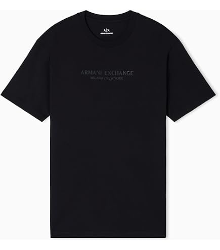 Armani Exchange Men's Crew Neck Logo Tee T Shirt, Black, XX-Large