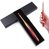 BsHooker 5mm Crochet Hook,Inline Crochet Hook with Ergonomic Acrylic Handle for Arthritic Hands,Extra Long Knitting Needles for Crocheting Yarn,Stainless Steal Polished Hook Head for Beginner