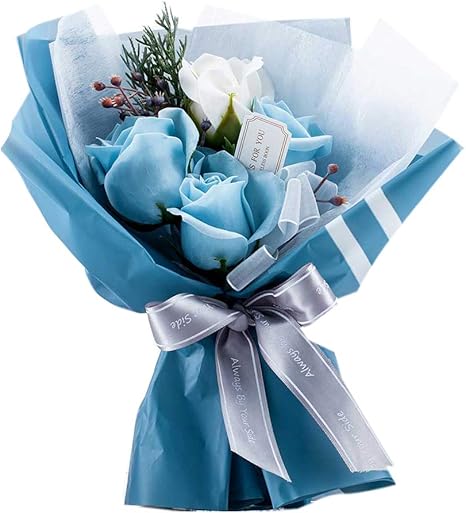 Amazon スタンディング ソープフラワー 花束 Sサイズ ブルー 花束 オンライン通販