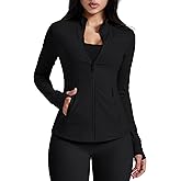 AVGO Womens Running Jackets Lightweight Slim Fit Workout Jacket Zip Up Athletic Track Gym Tops with Pockets & Thumb holes