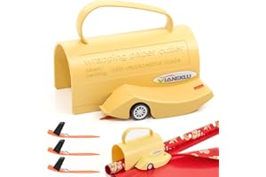 VIANEKLU Wrapping Paper Cutter, Gift Wrap Cutter with Handle & Wheel for Rolls Paper Wrapping, 3 Replace Blades for Long-Lasting Use, Smooth & Straight Paper Cutting Tool for Christmas Birthday Holiday Packing