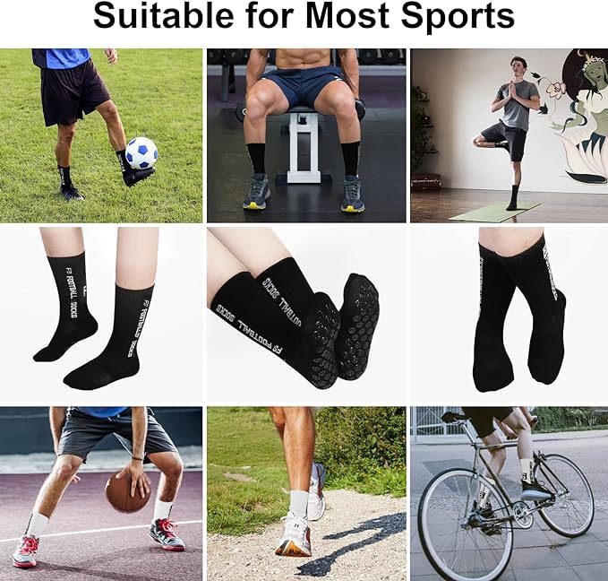 AVABEST Mens Soccer Socks 2 Pairs 35-39 39-46 46-50 Football Socks Non Slip Sports Socks
