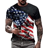 Eciodci Men's American USA Flag Patriotic T-Shirts 4th of July Shirts US Eagle Flag Soft Summer Short Sleeve Shirt for Men