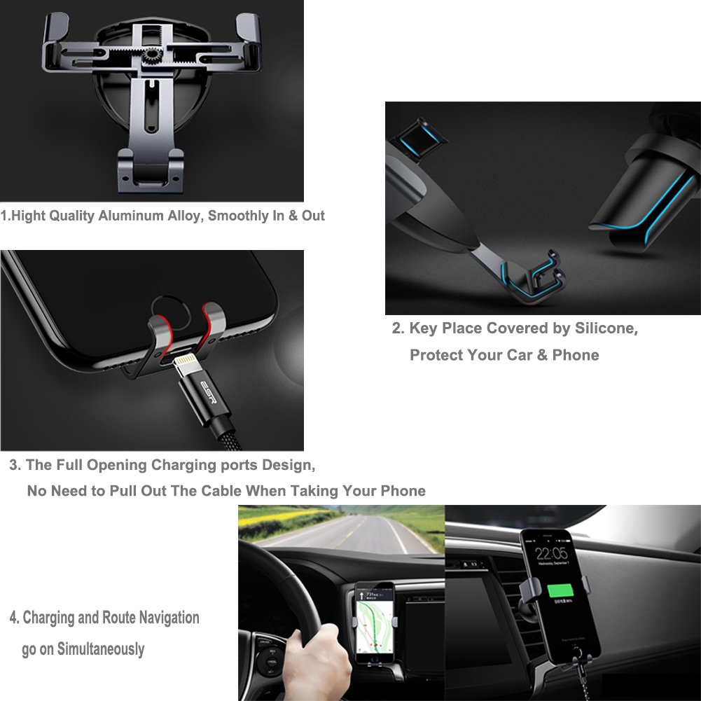 (UPGRADED VERSION) LENPOW Car Phone Mount Holder Universal Gravity Car Air Vent Phone cradle Stand Auto Lock and Release, 360°Rotate for iPhone X 8 7 6s 6 Plus Samsung Galaxy s8 plus S6 S5 up to 6.2\