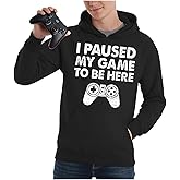 Tstars Funny Gaming Hoodie for Men - I Paused My Game to Be Here Gamer Gifts Teen Boys & Fans of Video Games