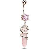 CM Crareesi Mania Halloween Belly Button Ring 14G Dragon Dangle Belly Ring Burn Silver Navel Piercing Jewelry Purple Belly Button Piercing