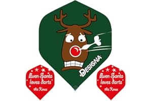 DARTFELLAS (3 Sets - 9 Flights) Reindeer Christmas Xmas Dart Flights, 100 Micron Extra Strong