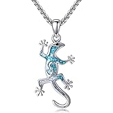 CUPENDA Turquoise Necklace For Women Phoenix/Gecko/Hummingbird/Dragonfly/Butterfly/Flower of Life/Palm Tree Necklace 925 Sterling Silver Turquoise Valentine's Day Jewelry for Women Men