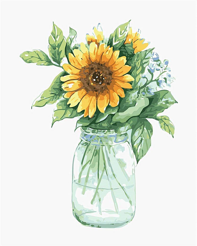 Awesocrafts Number Painting Kits, Sunflowers in Bottle, Flowers Paint by Number 16x20 inches for Adults and Kids (Sunflowers，No Frame)