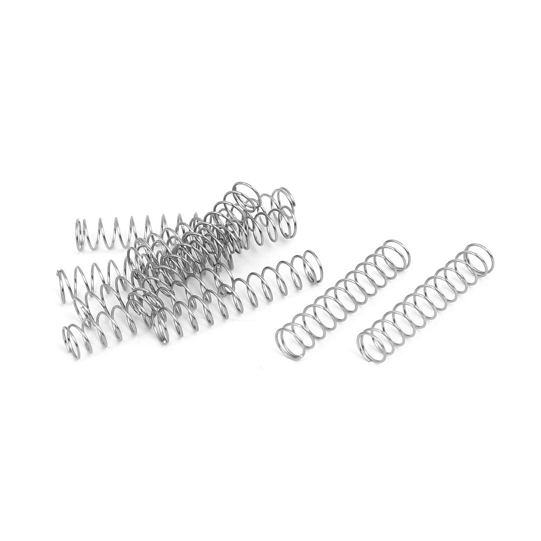 sourcingmap Compression Spring,304 Stainless Steel,5mm OD,0.4mm Wire Size,20mm Free Length,Silver Tone,10Pcs