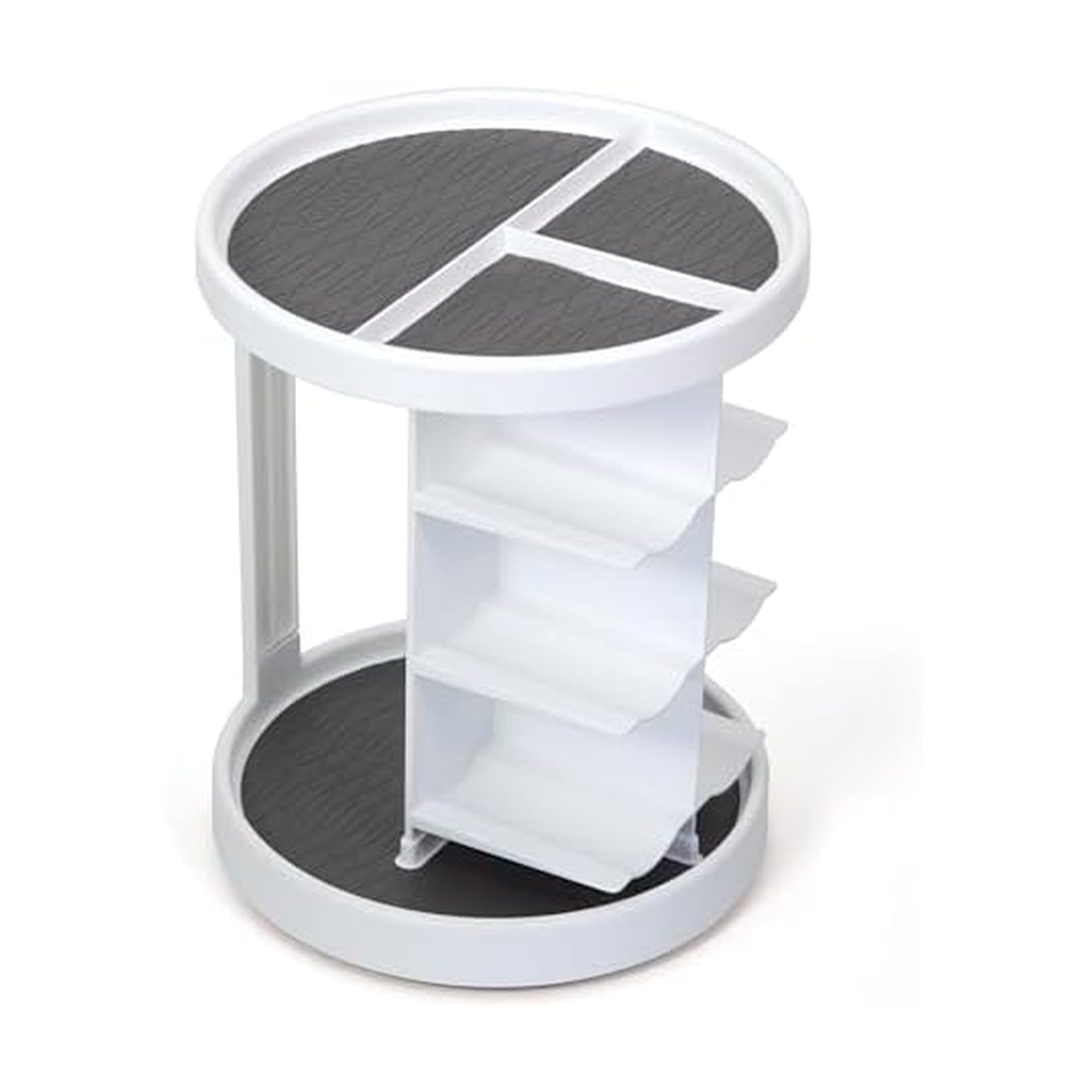 Photo 1 of Copco White and Gray 2 Tier Vitamin Turntable with 6 Cradles for Vitamins, Supplements, ect with Non Slip Grip and Stacked Layers for Spae Saving