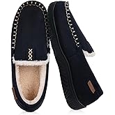 BOVTY House Slippers for Men Moccasins - Memory Foam&Warm Plush Indoor Outdoor Slip-on Loafers