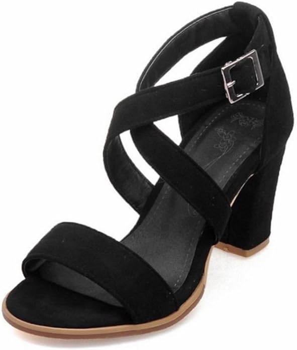 Amazon.com | RAZAMAZA Women Criss Cross Ankle Strap Open Toe Strappy Block Heels Sandals 