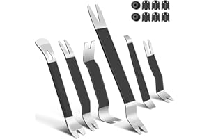 DWH Metal Car Trim Removal Tool Kit 14 Pcs, Auto Door Remover Pry Tool, Automotive Pry Bar Set Trim Removal Tool Kits for Dash Panel Radio Audio Speaker, Black