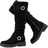 Ruiee Women's Slouchy Knee High Boots Comfortable Wide Calf Platform Flat Tall Boot Stylish Round Toe Fall Winter Casual Boots for Women.