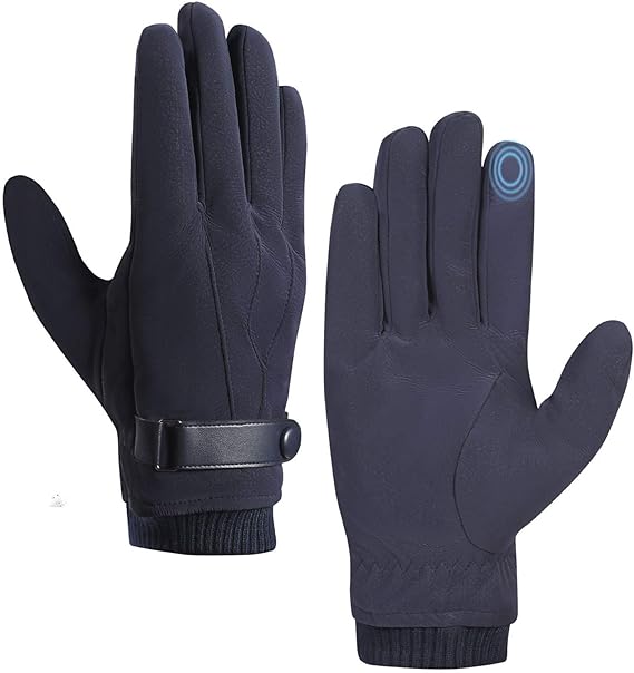 Amazon Airgood手袋 メンズ 自転車 手袋 スマホ対応 防寒防水 3色選べ 柔らかい男性手袋 タッチパネル 五本指 メンズグローブ スエード 裏起毛 手袋 レイヤード 通学 通勤 旅行 アウトドア 誕生日 クリスマス プレゼント ブルー 手袋 通販