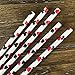 Casino Card Night Theme Paper Straws - Ace, Spade, Heart, Diamond Card Design - Black Red White - Pack of 100 - Outside the Box Papers Brand