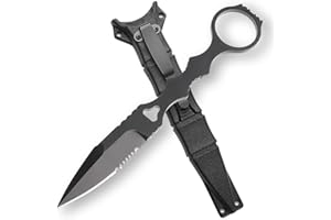 SEODON Fixed Blade Knife with Sheath, 440C Steel EDC Fixed Blade Knife with Sheath and Clip for Outdoor, Camping(Medium)