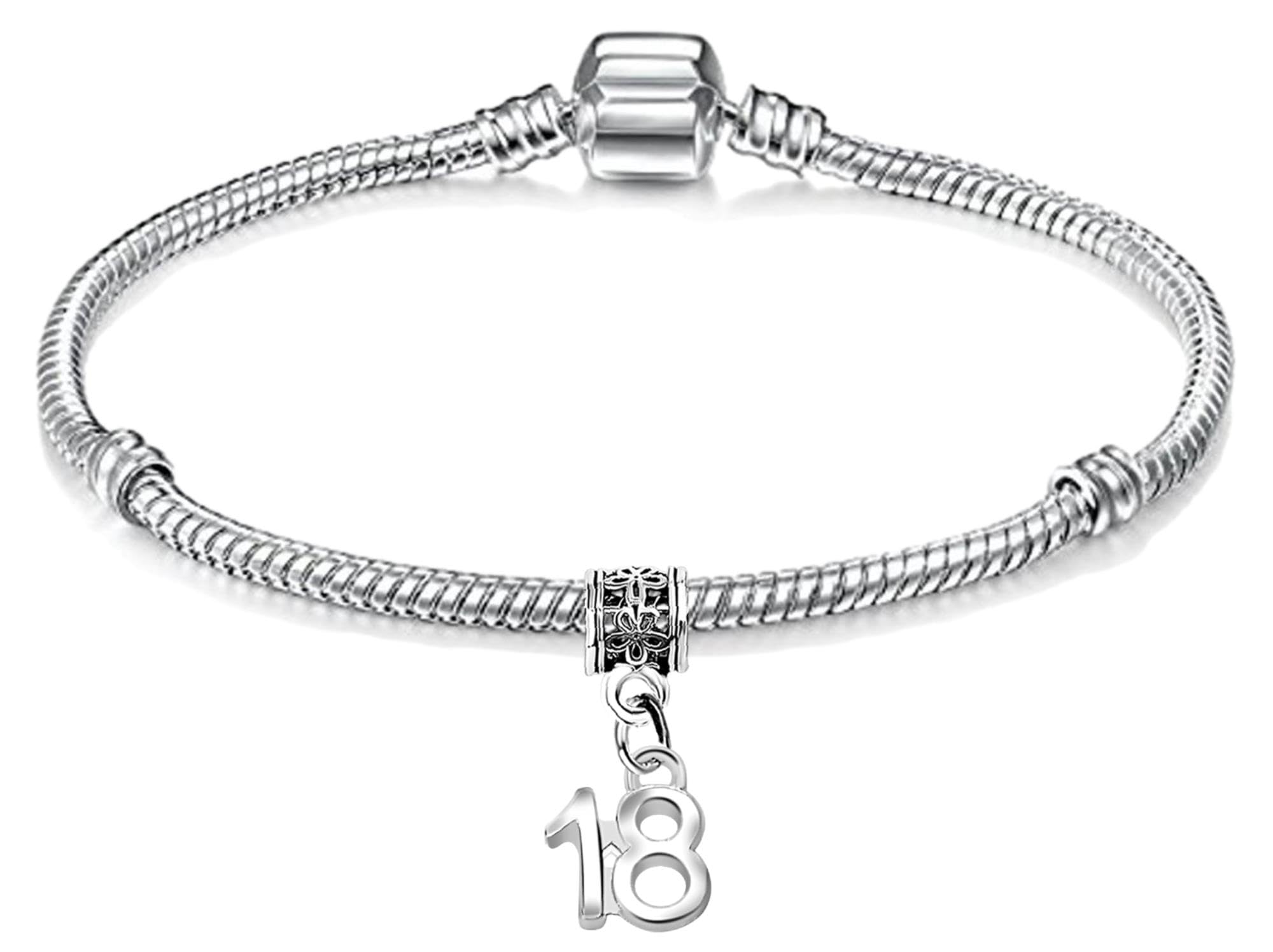 Girls 18th Birthday Silver Plated Starter Charm Bracelet with Gift Box