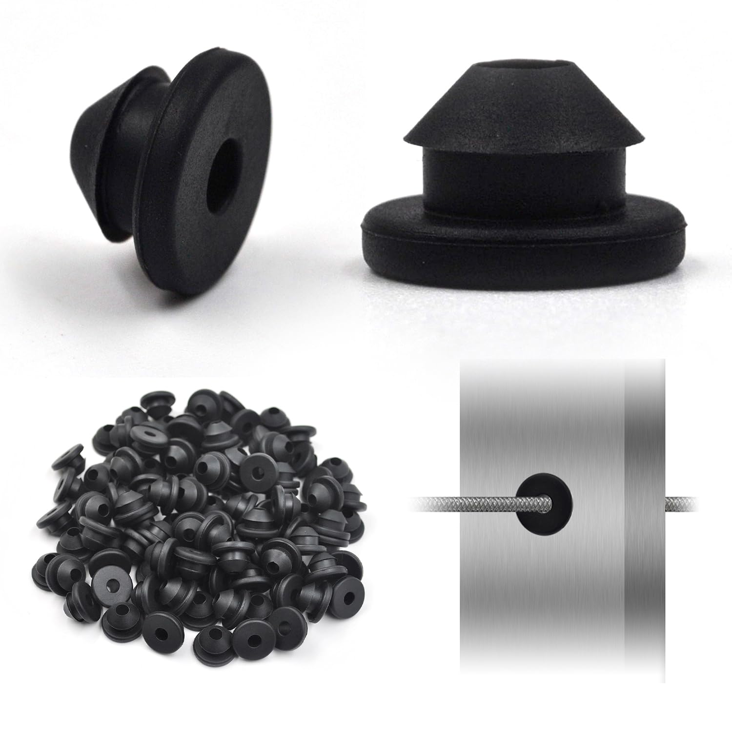 Photo 1 of 300 Pack Cable Rubber Grommets, Fit 1/8" 5/32" 3/16" Cables for Metal Posts, Protective Sleeves for Outdoor Indoor Railing