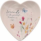 Pavilion Gift Company - Friend - Ceramic Heart-Shaped Keepsake Dish, Watercolor Floral Design, Valentines Day Gift For Girlfriend, Unique Gifts for Friend, Trinket Dish, Ring Holder, Jewelry Dish