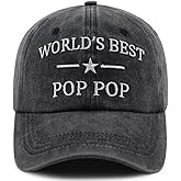 Gsspvii World's Best Poppop Hat for Men, Funny Adjustable Cotton Embroidered Grandpa Baseball Cap
