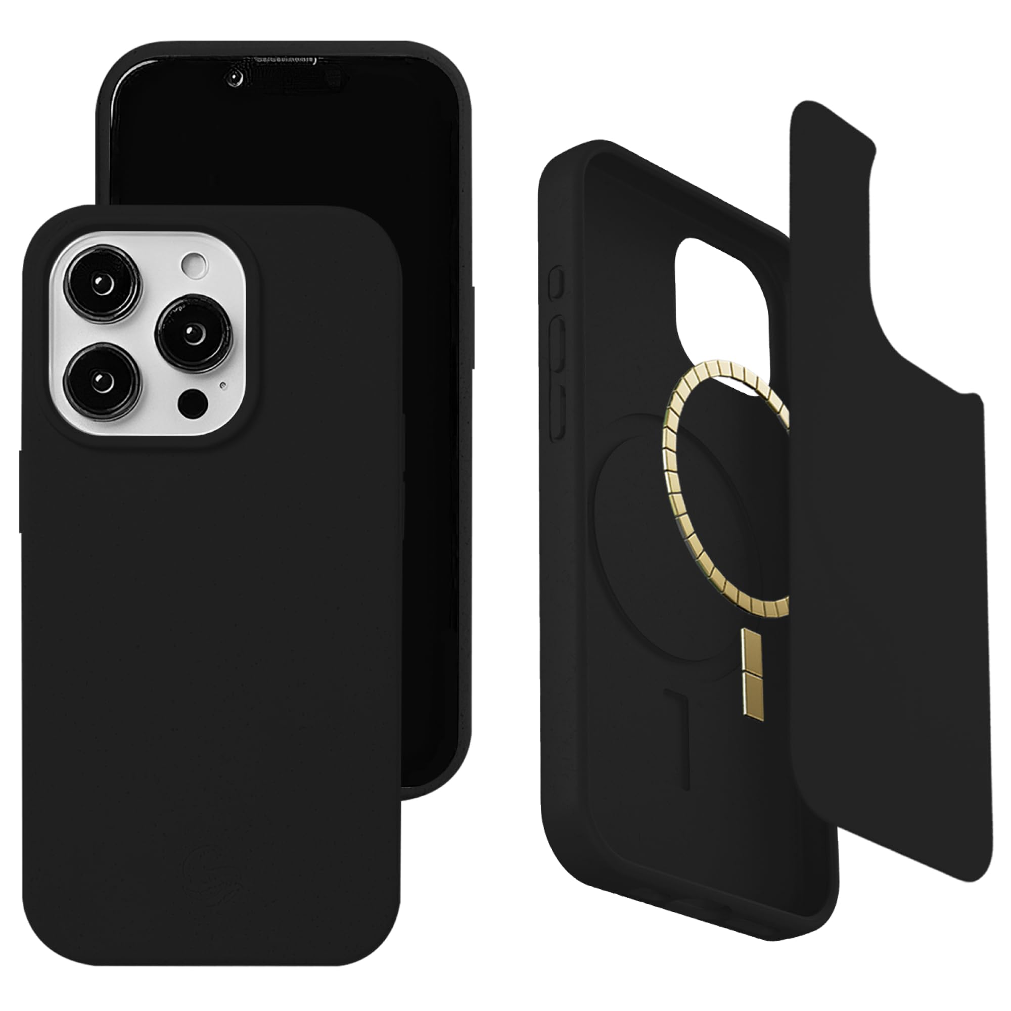 Wave Case Compatible with iPhone 15 Pro MagSafe Phone Case - Eco-Friendly Wheat Straw Phone Case with Shock-Absorbing Corners | 2mm Raised Lip | Ultra-Thin Design, 360° Protection | Black