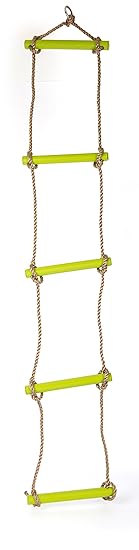 Small Foot 10878 Strickleiter aus robusten, wetterbeständigem Material mit Sicherungshaken und bunten Sprossen, Drinnen und D