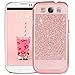 BENTOBEN Galaxy S3 Case, Sparkly Bling Hybrid Slim Hard Cover Laminated with Luxury Shiny Synthetic Leather Protective Case for Samsung Galaxy S3 Rose Gold