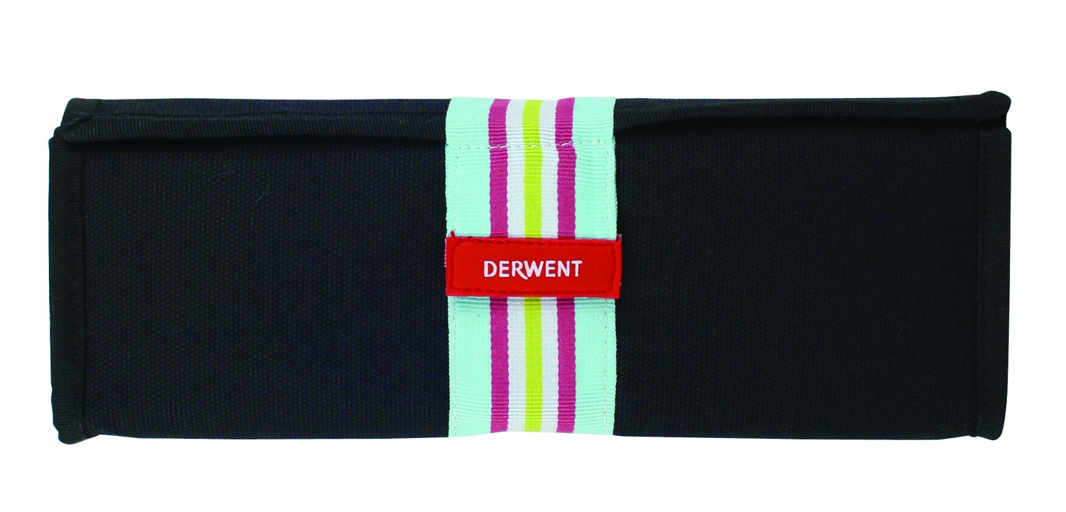 Derwent Pastels Black Canvas Wrap, 36 Pastels Storage Capacity, Secure Wipe-Clean Compartments, Unrolls Flat for Easy Access