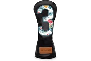 BAIRBRE Golf Club Covers Black Putter Cover Driver Covers Fairway Wood Headcover Hybrid Covers 3 Wood Headcovers Leather Mallte Putter Cover Golf Headcover for All Brand