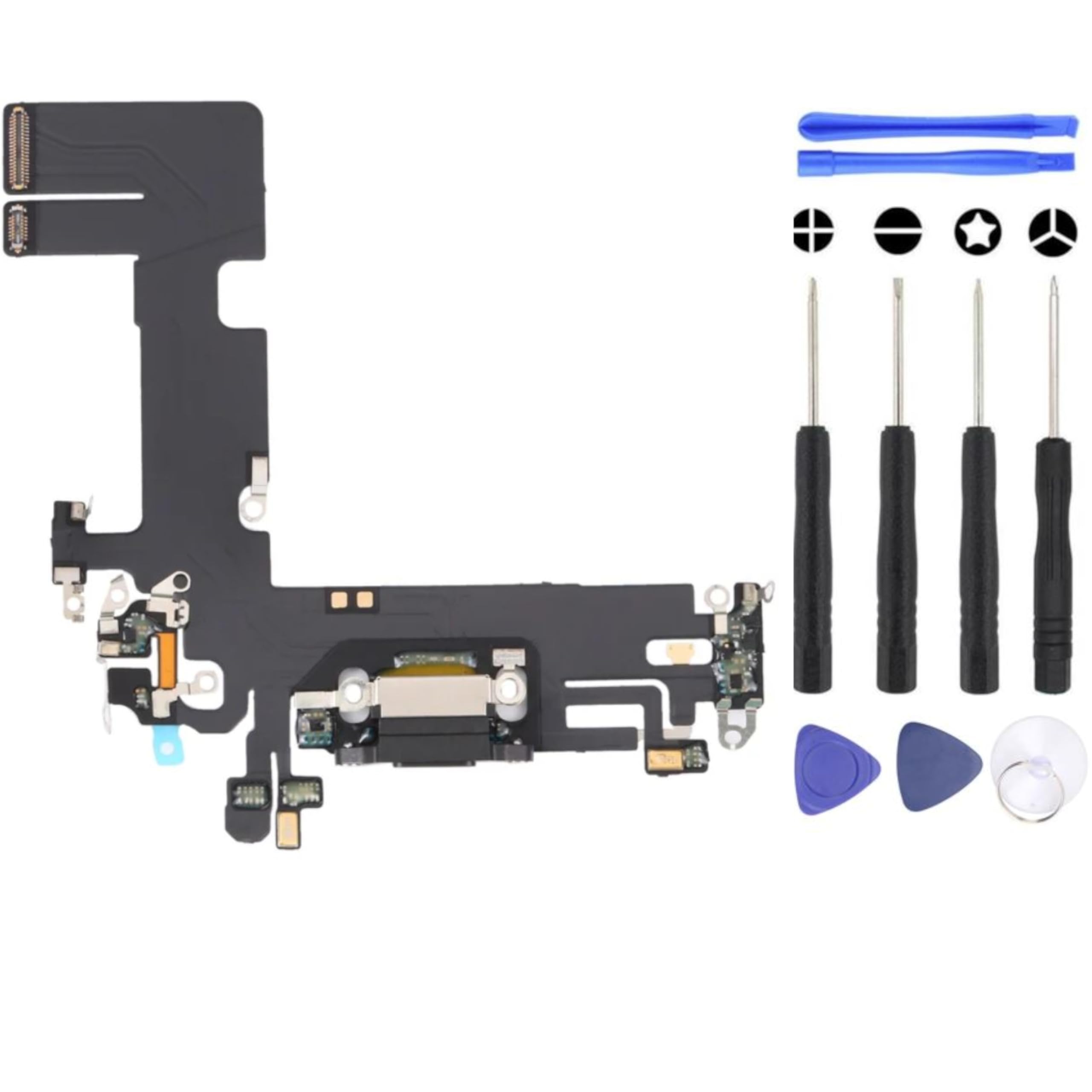 S&L ENTERPRISE Charging Port Dock Connector Compatible with iPhone 13 (6.1 inch) 2021 Replacement Flex Cable – Microphone/Antenna Replacement/Headphone Port Incl. Repair Kit – Black