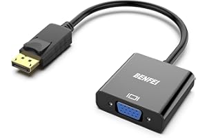DisplayPort to VGA, Benfei Gold-Plated DP to VGA Adapter (Male to Female) Compatible for Lenovo, Dell, HP, ASUS