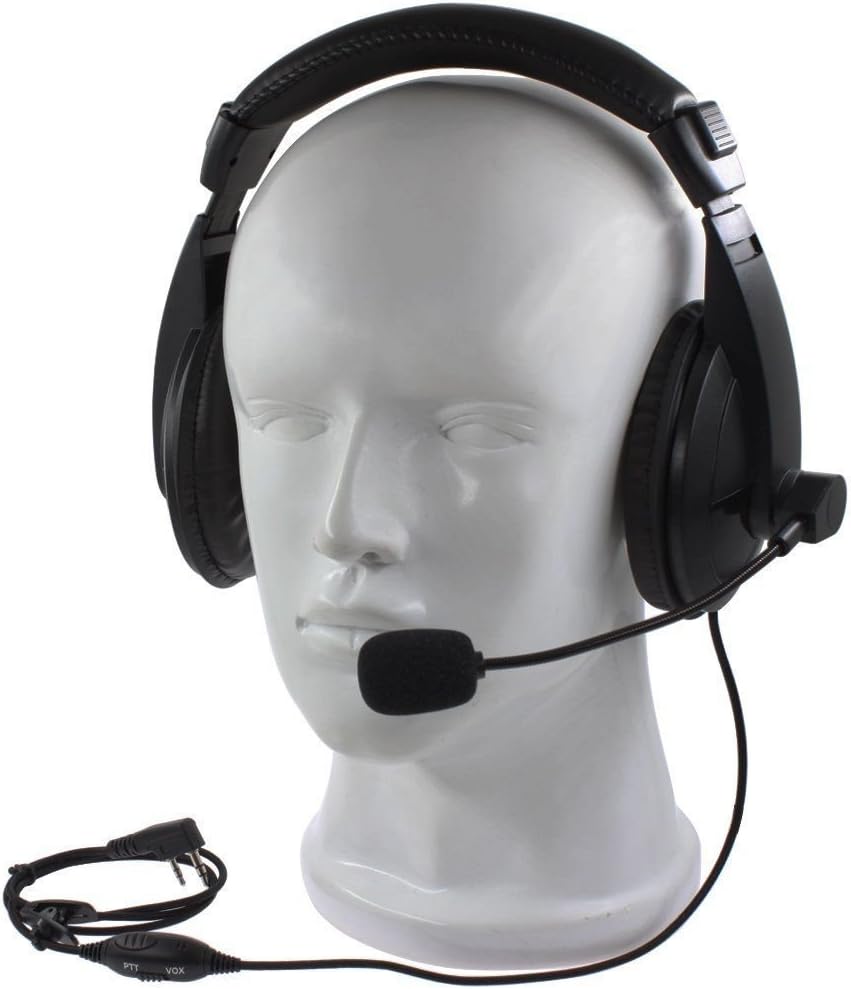 Buwico 2 Pin Noise Cancelling Overhead Earpiece Headset for Kenwood Puxing Wouxun Baofeng UV5R UV82 UV5R UV-5RA HYT 888S H-777 TK-208 TK-220 Walkie Talkie
