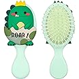 DINATIS Toddler Hair Brush - Mini Hair Brush for Kids - Travel Brush for Boys and Girls - Baby Detangler Brush for Thin Hair - Dinosaur Brush with Air Cushion - Green