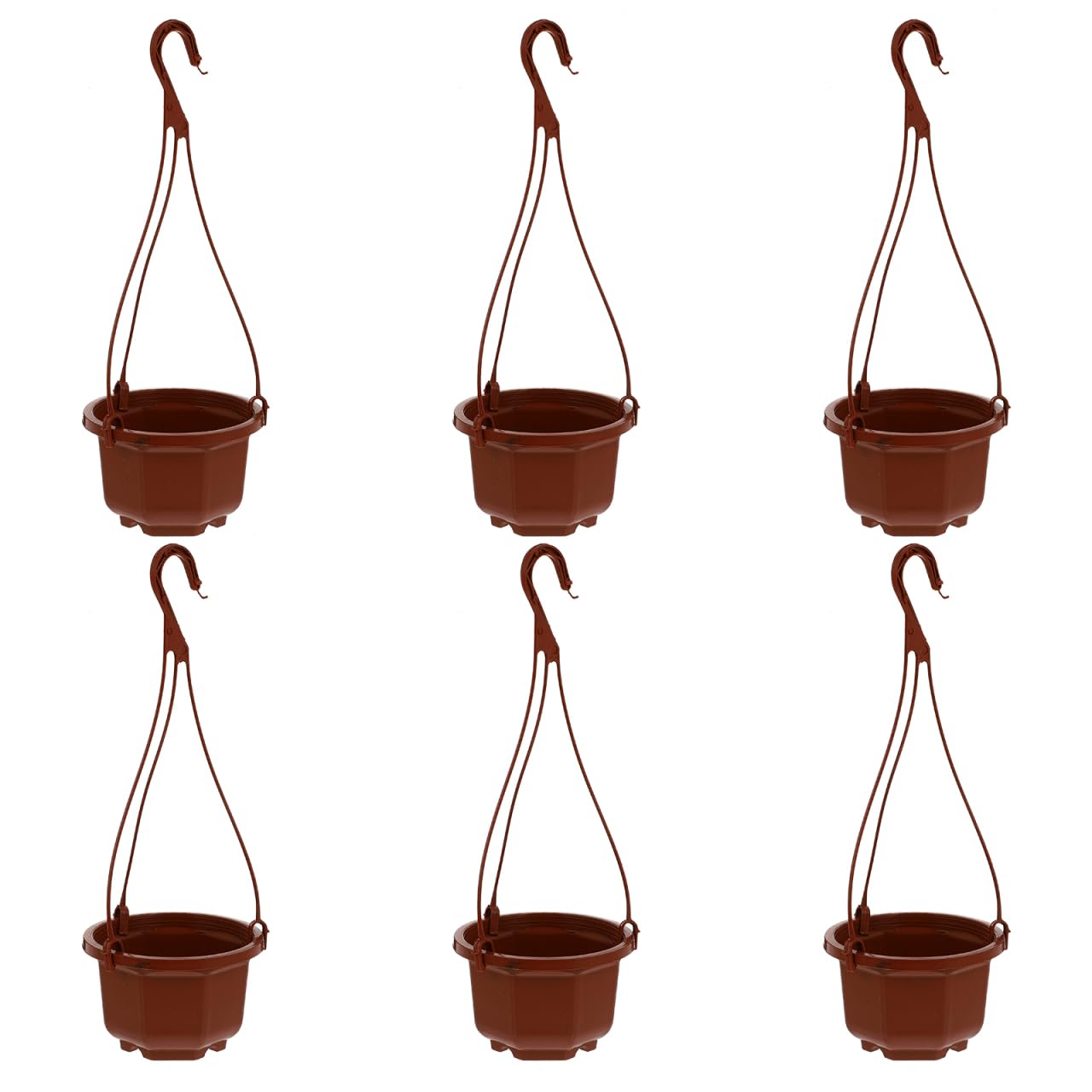 Happyyami 6pcs Hanging Plastic Planters Hanging Plant Pots Plant Hanger Holders with Chain Basket for Indoor Plants Flowers