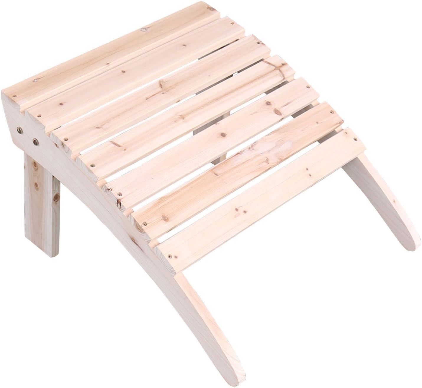 Songsen Fashion Outdoor Wood Unfished Adirondack Chairs Ottoman Patio Deck Garden Furniture (Adult,Natural)