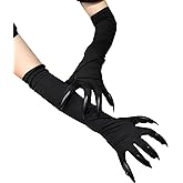 RUSTAMM Women Costume Black Claw Gloves Paw Gloves Long Fingernails Halloween Cosplay Ghost Cat Wolf Claw Long Nail Gloves Stage Performance Accessories Party Prop