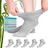 Revosoxs Diabetic Socks with Grippers for Men Women,5 Pairs Socks Size 7-9 9-11