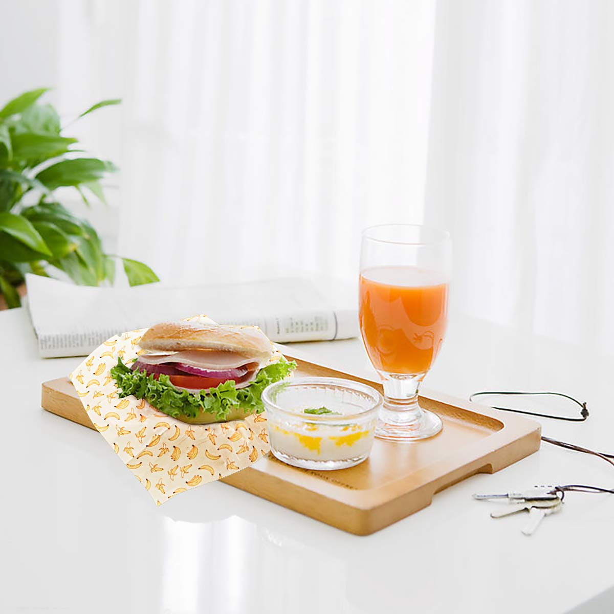 Hsicily Reusable Food Wraps, Eco Friendly Beeswax Wraps Sustainable Plastic Free Food Storage 3 Pcs, for Sandwiches Extra Mesh Produce Bags, Breathable Wraps Handmade, Non-Toxic & Biodegradable