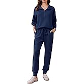 PINSPARK 2 Piece Sets for Women 2025 Fall Travel Outfits Long Sleeve Tracksuit Joggers Sets Half Zip Sweatsuit Matching Set