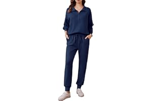 PINSPARK 2 Piece Sets for Women 2025 Fall Travel Outfits Long Sleeve Tracksuit Joggers Sets Half Zip Sweatsuit Matching Set
