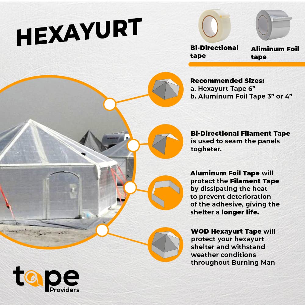 WOD BFST47 BiDirectional Filament Strapping Tape, 6 Inch X 60 Yds