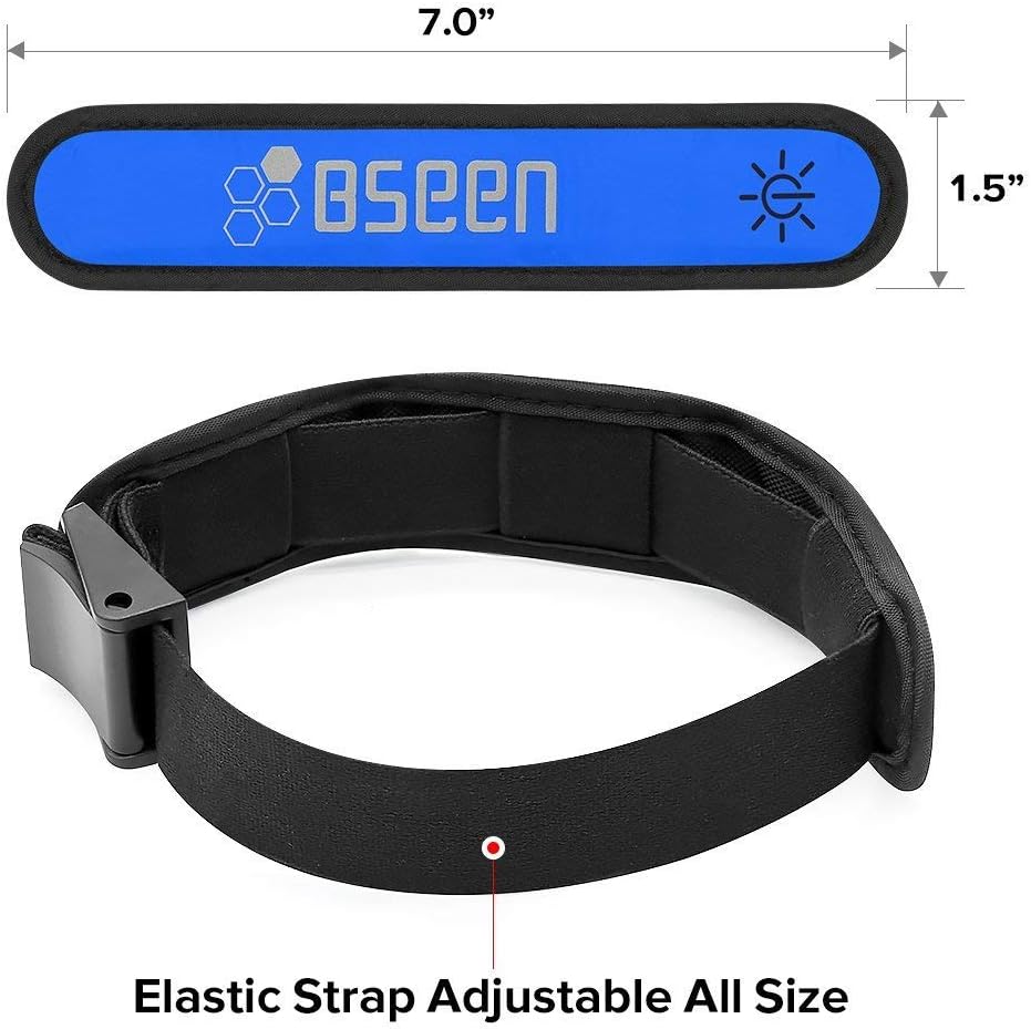 BSEEN LED Armband 2 Pack LED Slap Bracelets, Adjustable Strap Safety Light Armbands Glow in The Dark Night Running Gear for Jogging, Walking, Cycling, Camping Outdoor Sports (Blue) : Sports & Outdoors