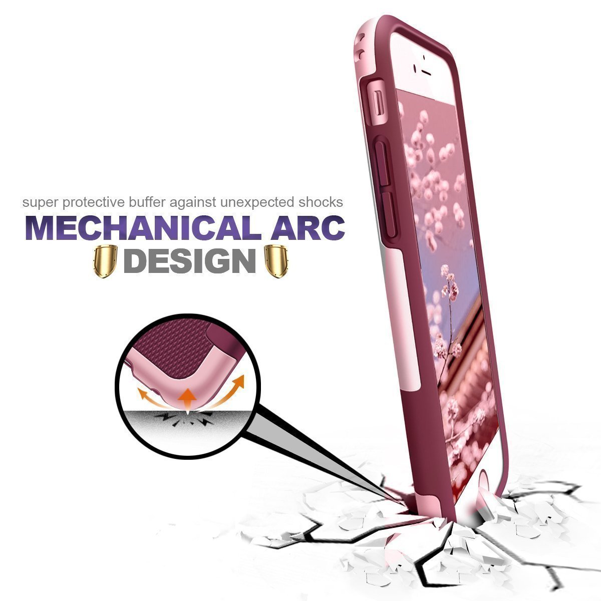 iPhone 6 Case LoHi Rubber Silicone Rugged Heavy Duty Protection Hybrid Cover Shock-Absorption Anti-Scratch Stylish Bumper Case for iPhone 6/6S Red