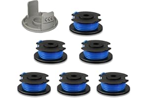 Eyoloty AC14RL3A String Trimmer Replacement Line for Ryobi One+18V, 24V, 40V Cordless Trimmers,11ft 0.065" Auto Feed Cordless Weed Eater Spools Line with AC14HCA Cap Covers Parts(6 Spools, 1 Cap)