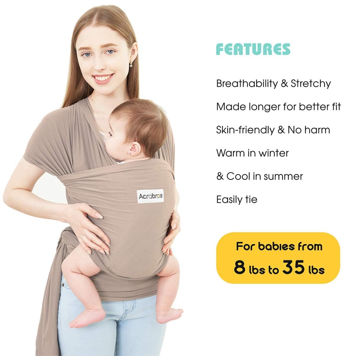 Acrabros Baby Carrier Acrabros Baby Wrap Carrier,Hands Free Baby
