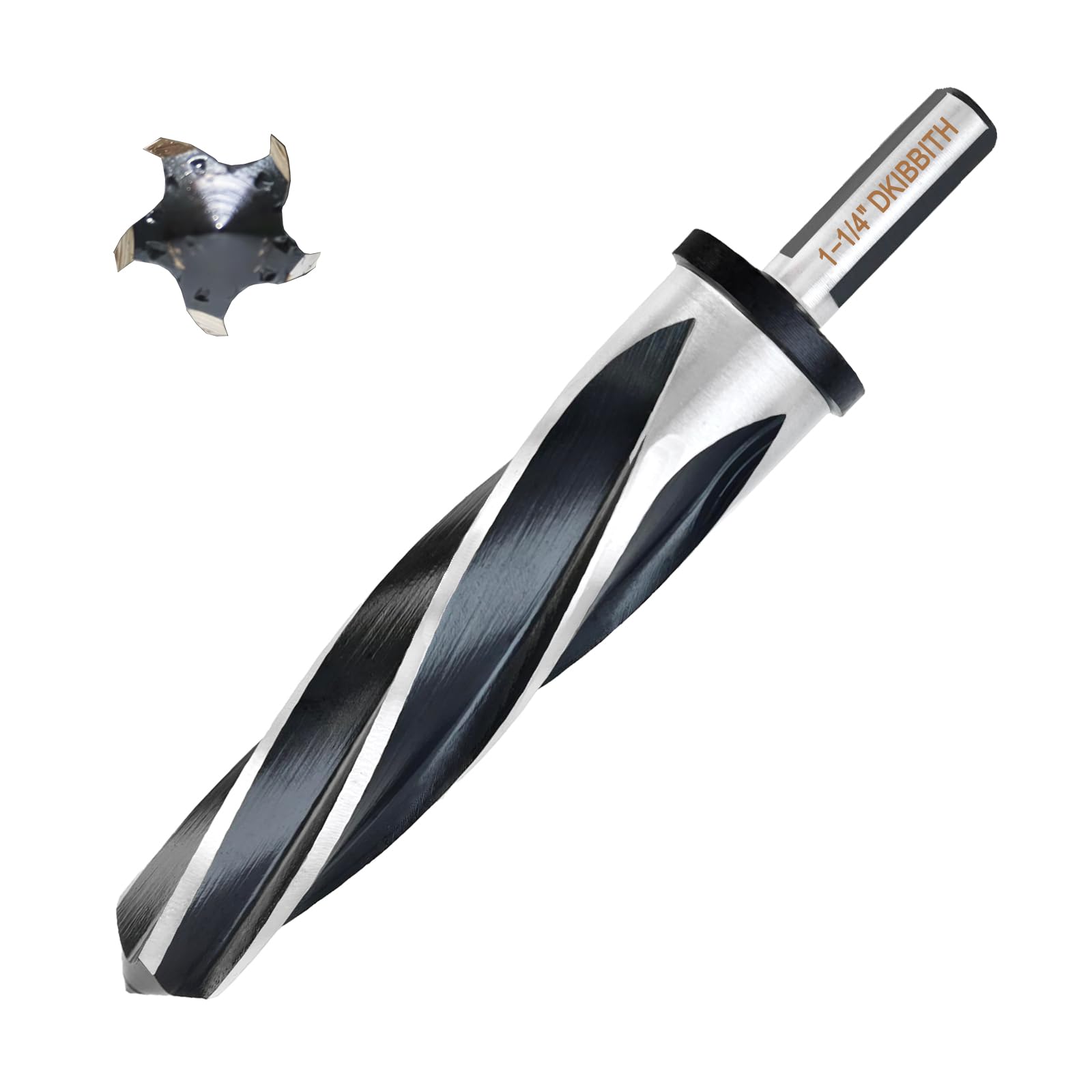 Photo 1 of DKIBBITH 1-1/4" Bridge Construction Reamer Drill Bit, M2 HSS Taper Chucking Reamer for Steel Alloy Metal Wood Plastic, 1/2" Non-Slip Shank, 5-Spiral Flutes Car Reamer, to Align or Enlarge Holes, 32mm